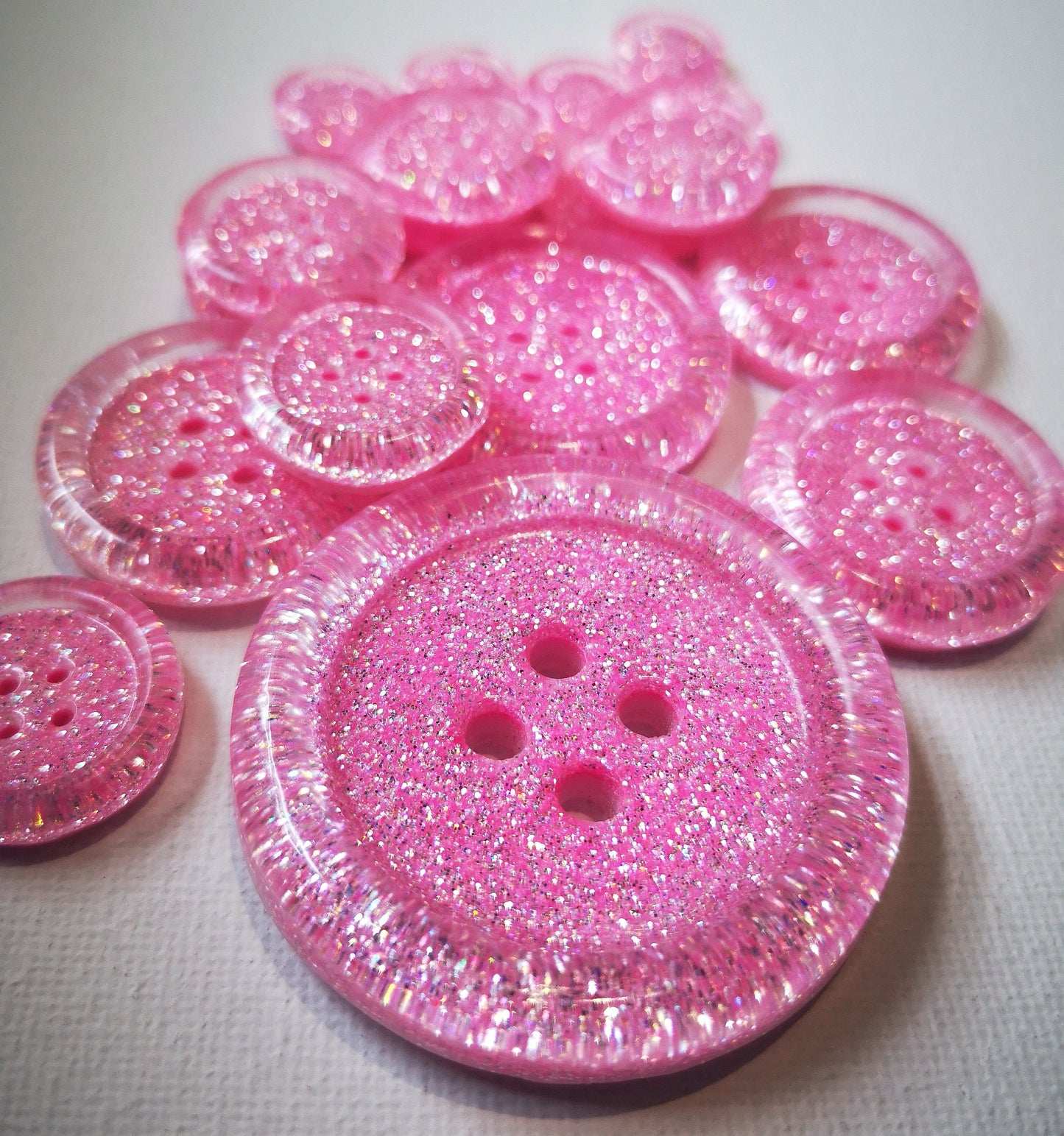 Mallow-dramatic Button – Twinkly Princess Pink Iridescent Resin Button