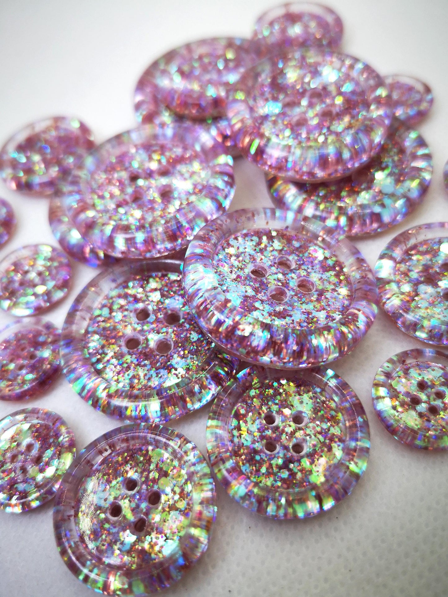 Mauving Mountains Button – Dusty Mauve Rose Resin Button with Iridescent Sparkle
