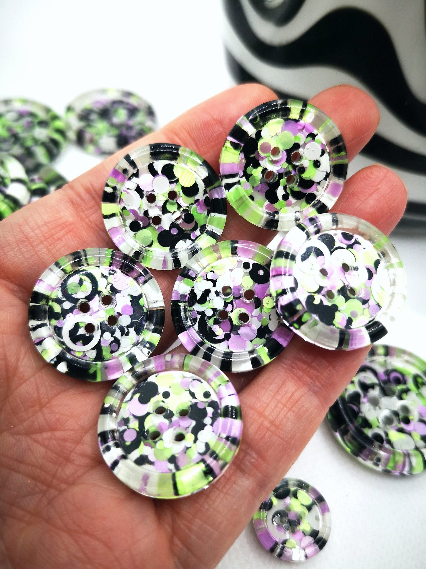 The Eerie and Drearie button - Halloween goth spooky - green monochrome purple