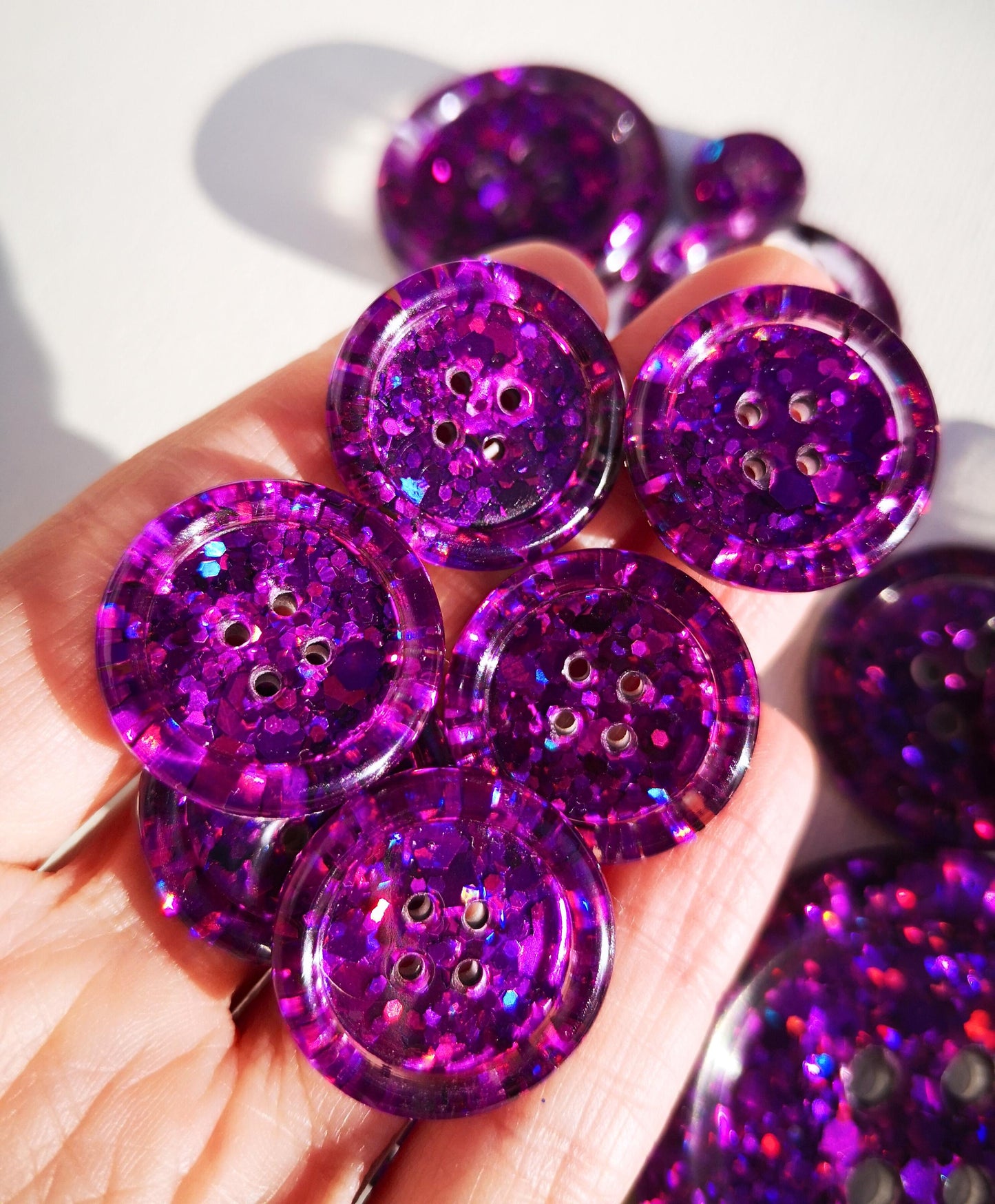 The Purple Reign – Dazzling Violet and Plum Purple Glitter Resin Buttons
