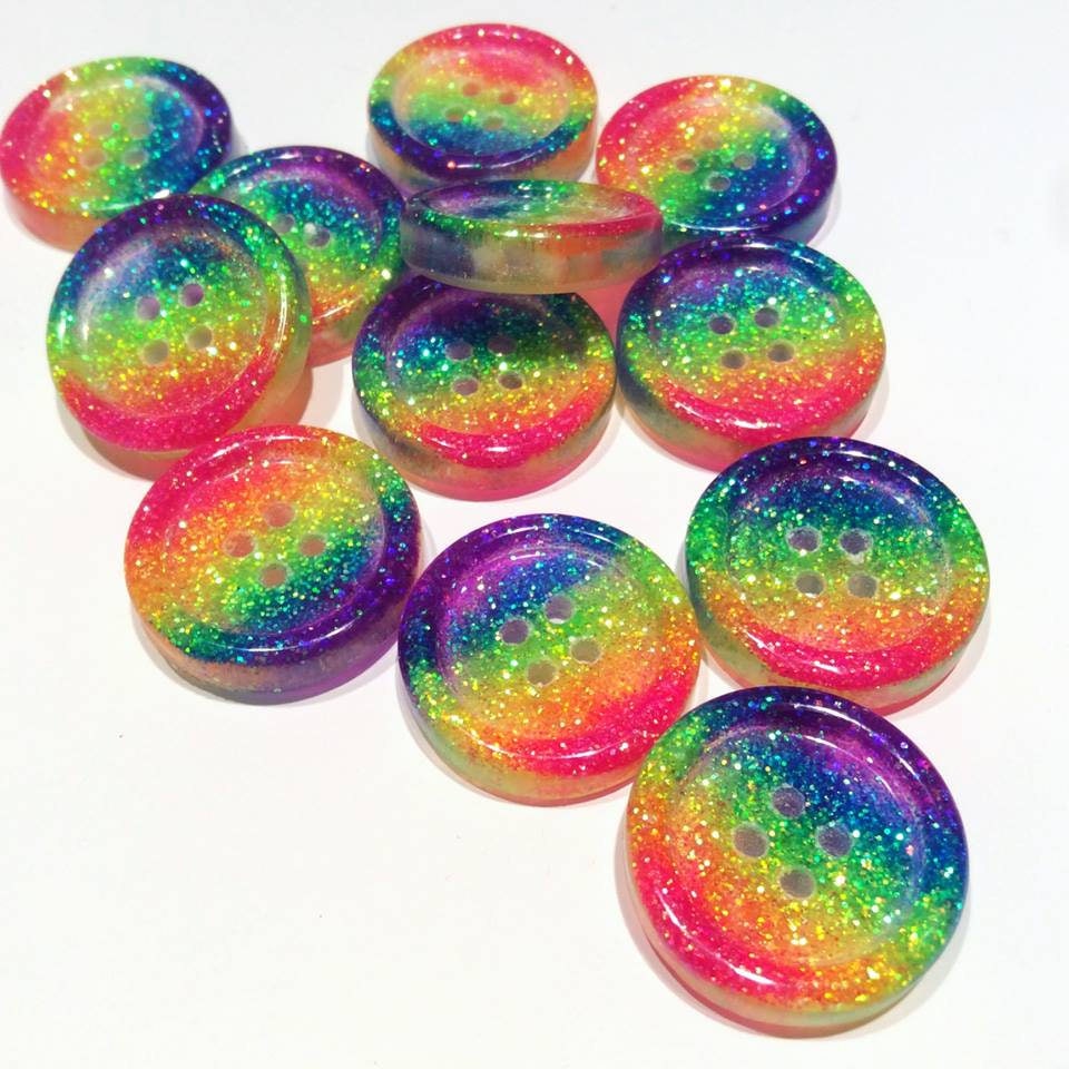 Neon Rainbow Stripe Button – Bold, Bright and Sparkly 🌈✨