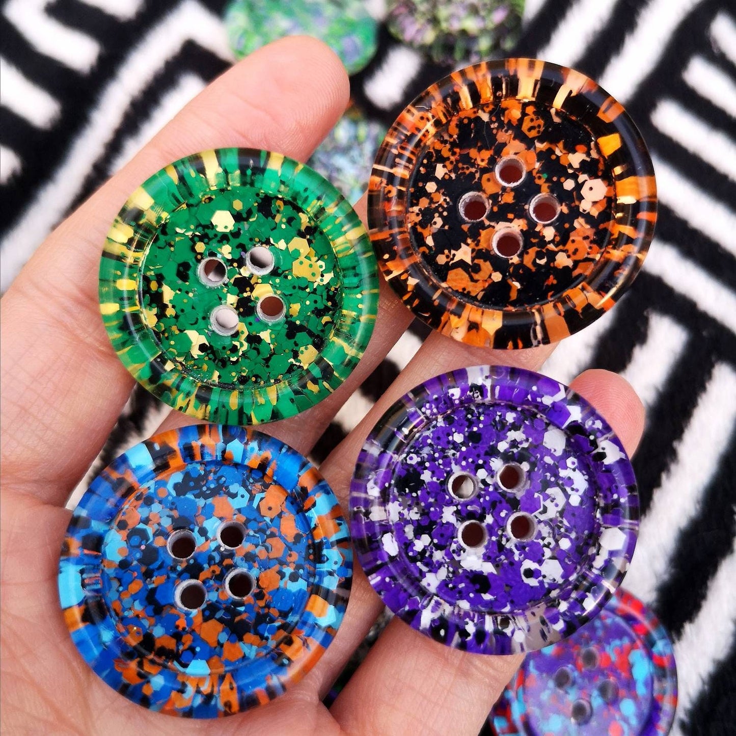 The Monster Mash Button Set – Spooky Resin Buttons in Twelve Halloween Colourways