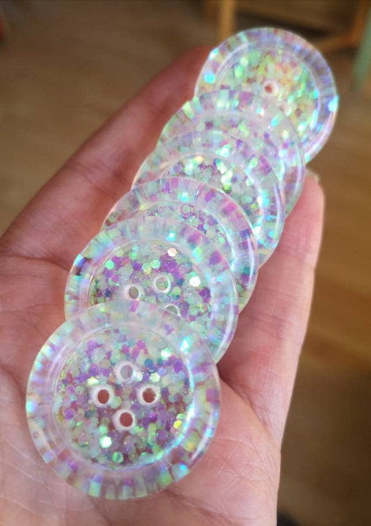 The Aurora Button – Dreamy Iridescent Glitter Resin Statement Button
