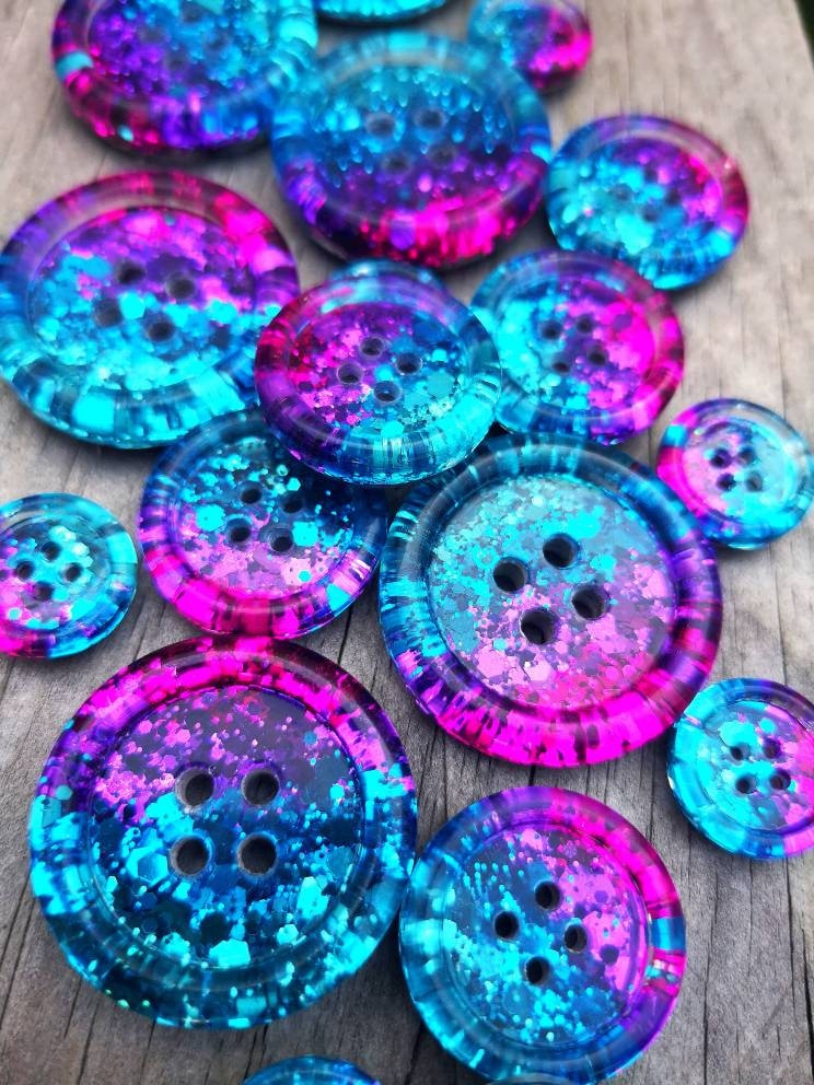 The Electric Dreams Button – Vibrant Metallic Resin Buttons in Bold Cosmic Shades