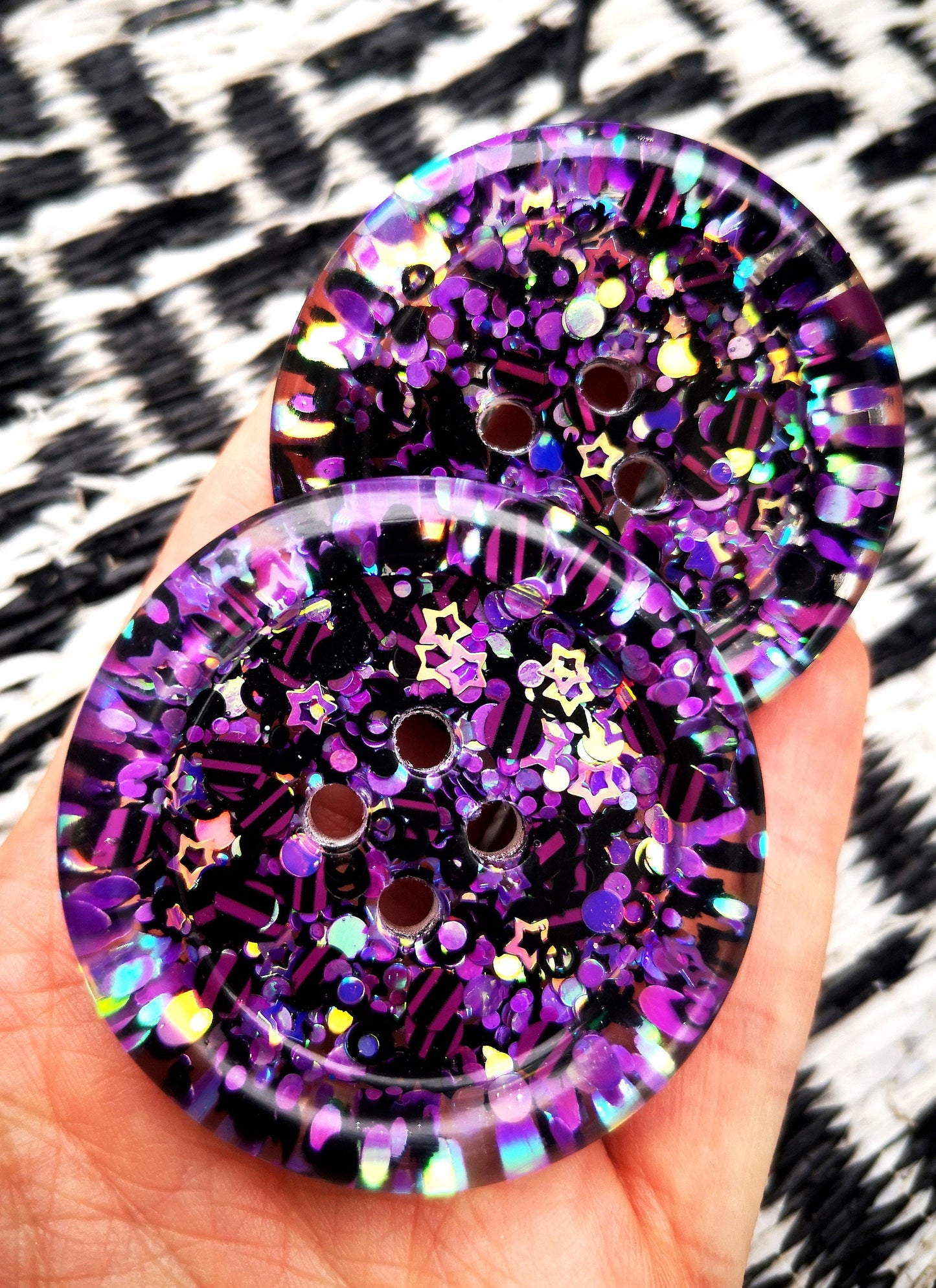 The Glamour Ghoul button - Purple - black - iridescent - goth emo witchy