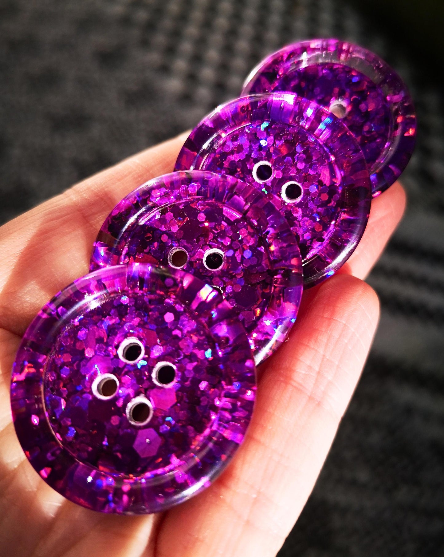The Purple Reign – Dazzling Violet and Plum Purple Glitter Resin Buttons