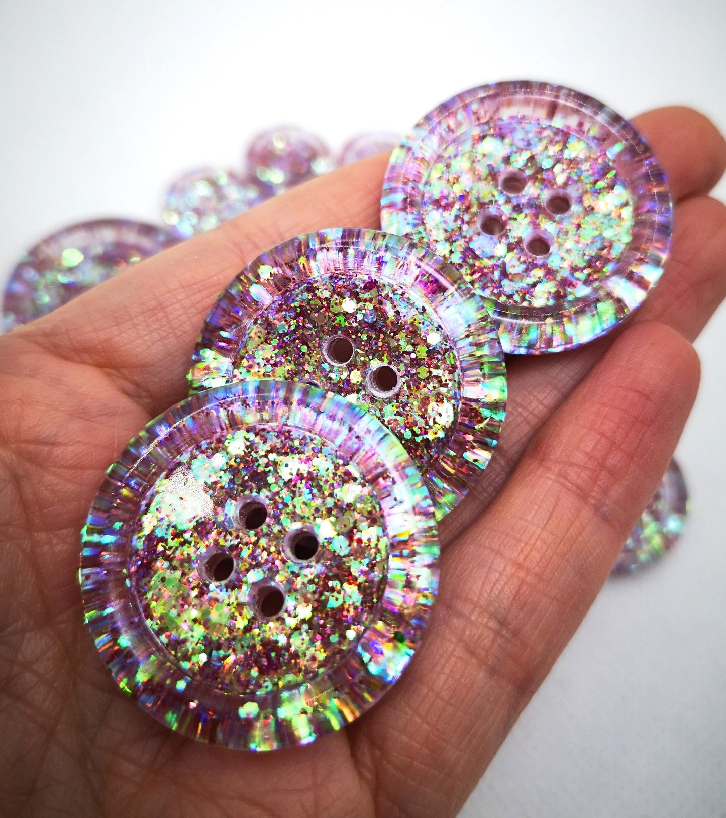 Mauving Mountains Button – Dusty Mauve Rose Resin Button with Iridescent Sparkle