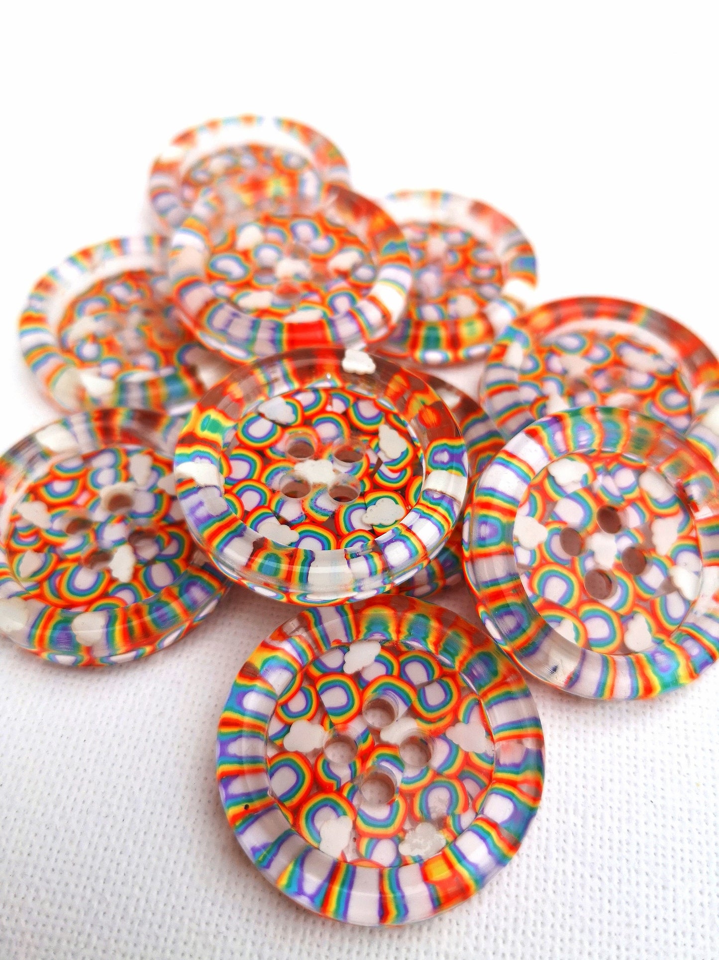 The Chasing Rainbows button - rainbow cloud multi coloured pride