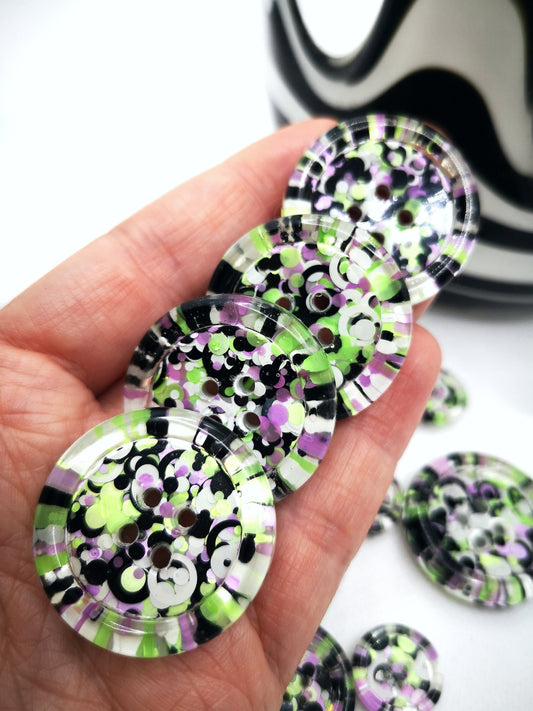 The Eerie and Drearie button - Halloween goth spooky - green monochrome purple