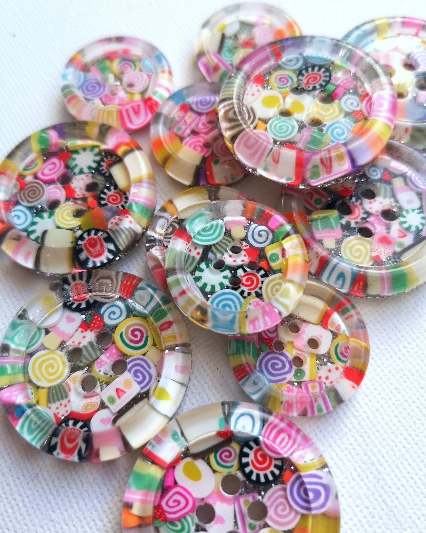 The Yes You CANdy Button – Rainbow Kawaii Sweets, Cute Multi-Coloured Cake-Inspired Resin Button