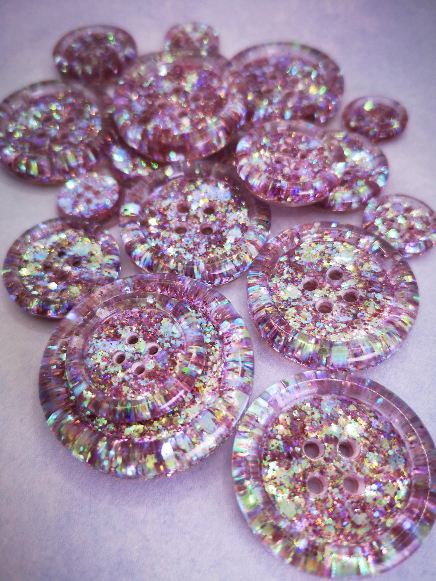 Mauving Mountains Button – Dusty Mauve Rose Resin Button with Iridescent Sparkle