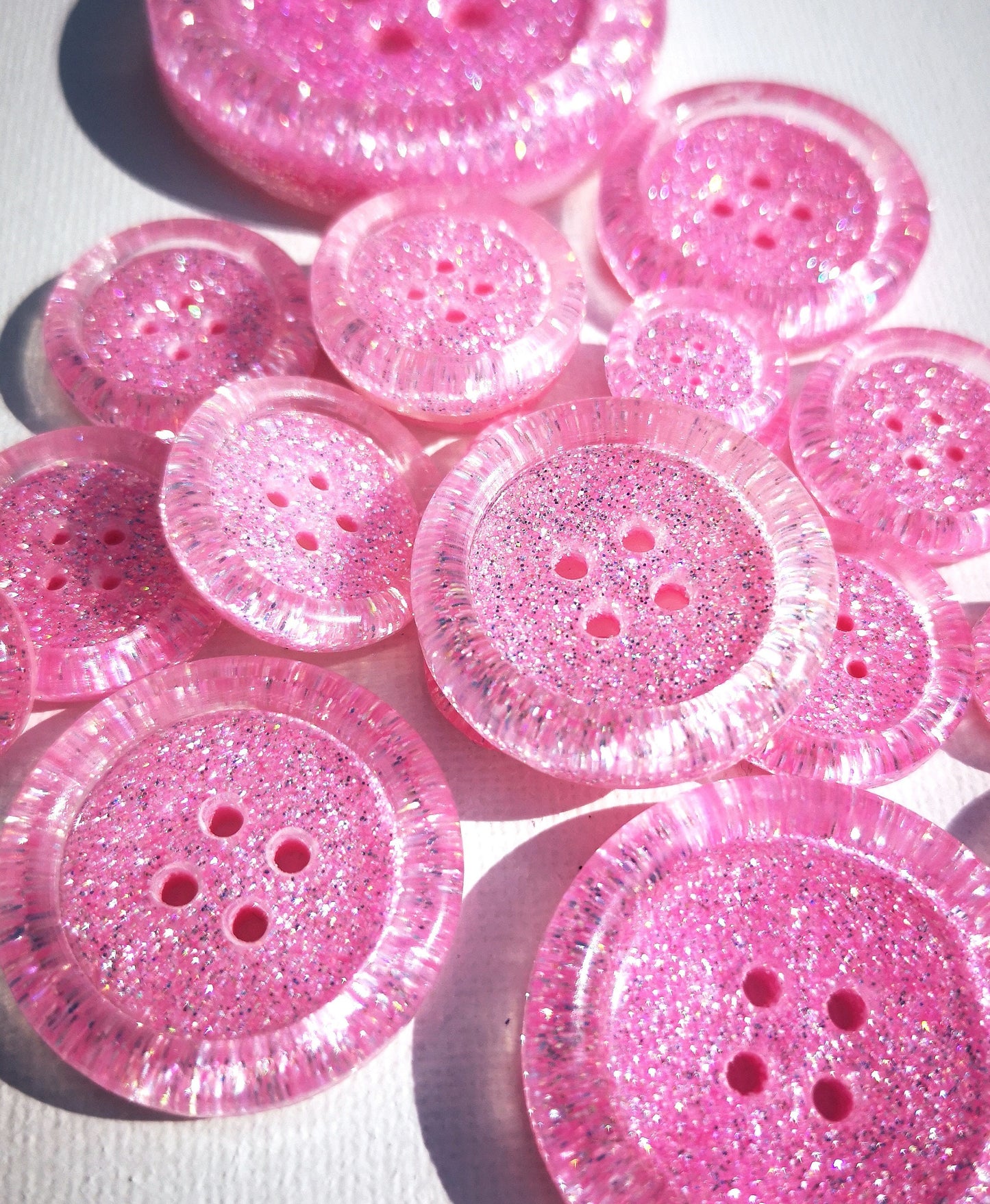 Mallow-dramatic Button – Twinkly Princess Pink Iridescent Resin Button
