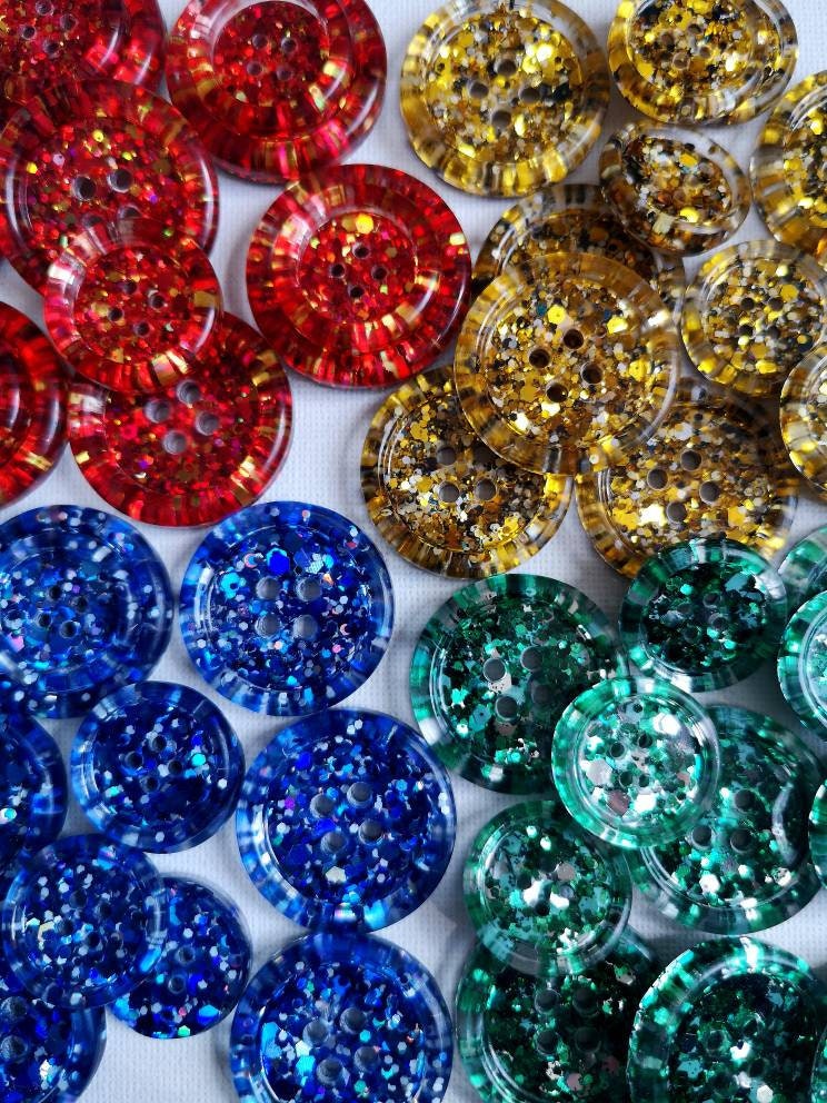 Four Spells Buttons – Wizardry Inspired Chunky Resin Treasures in Bold Magical Colours