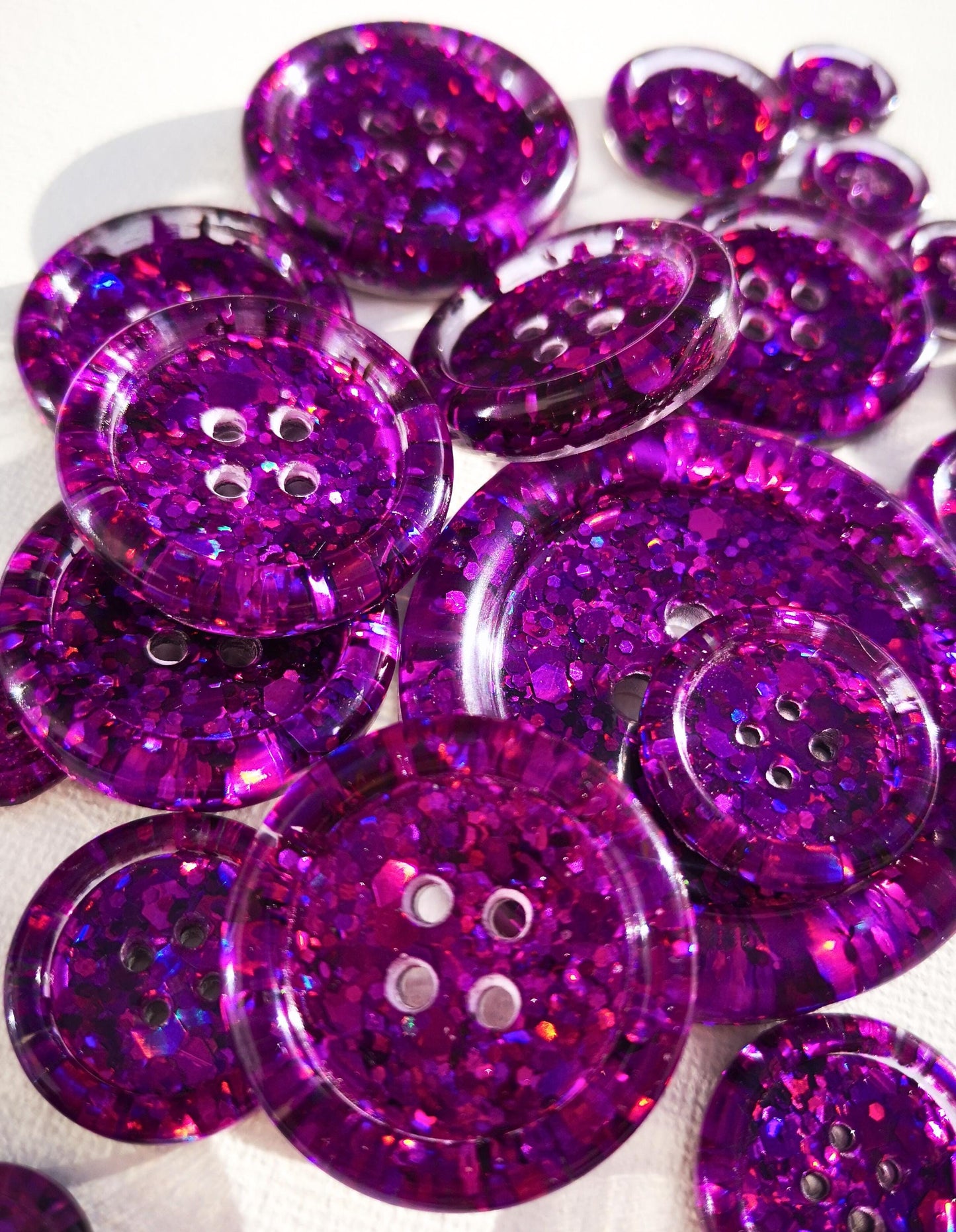 The Purple Reign – Dazzling Violet and Plum Purple Glitter Resin Buttons