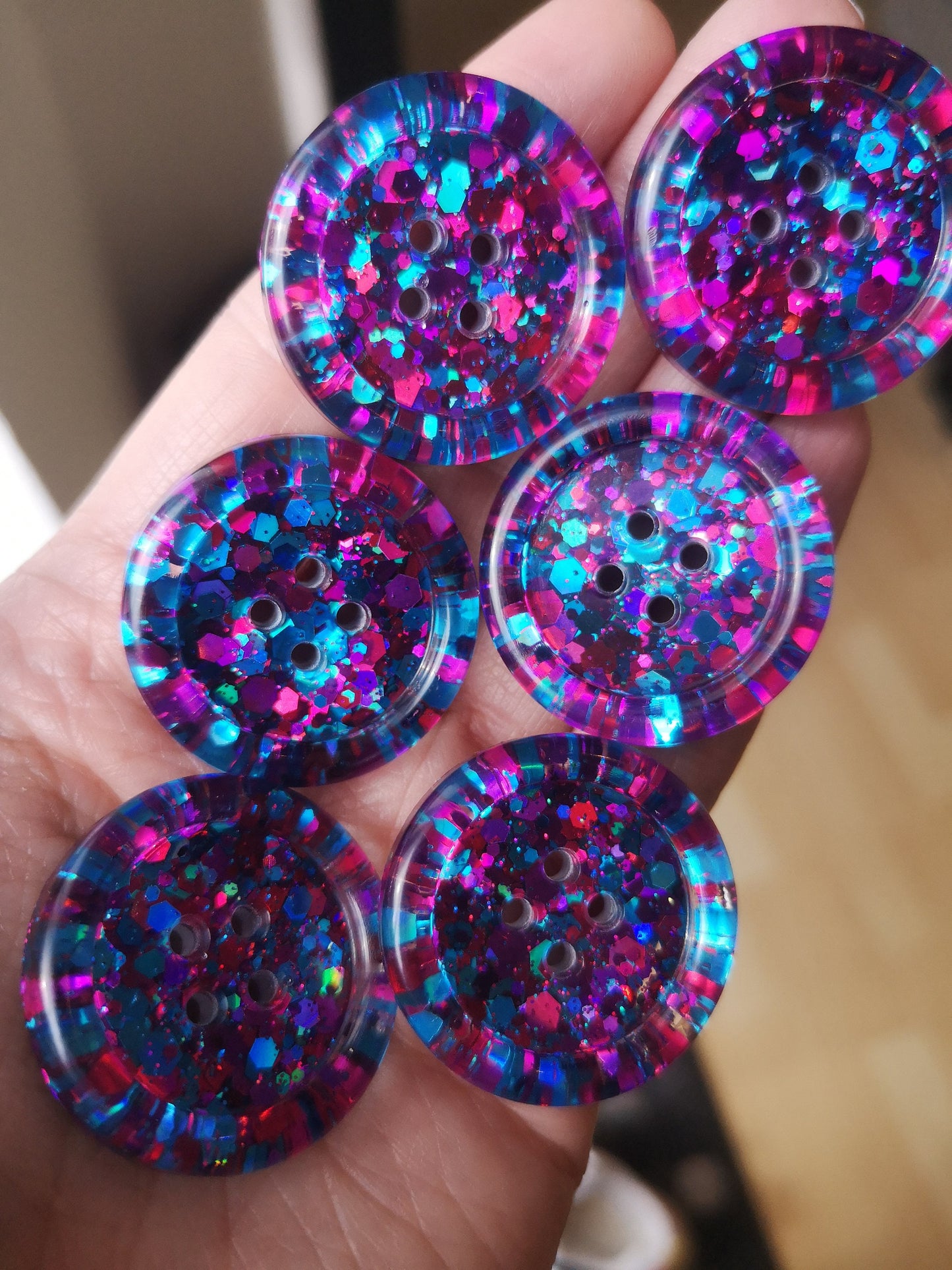 The Euphoria - holographic blue, fuchsia hot pink and purple. Unusual. 90's