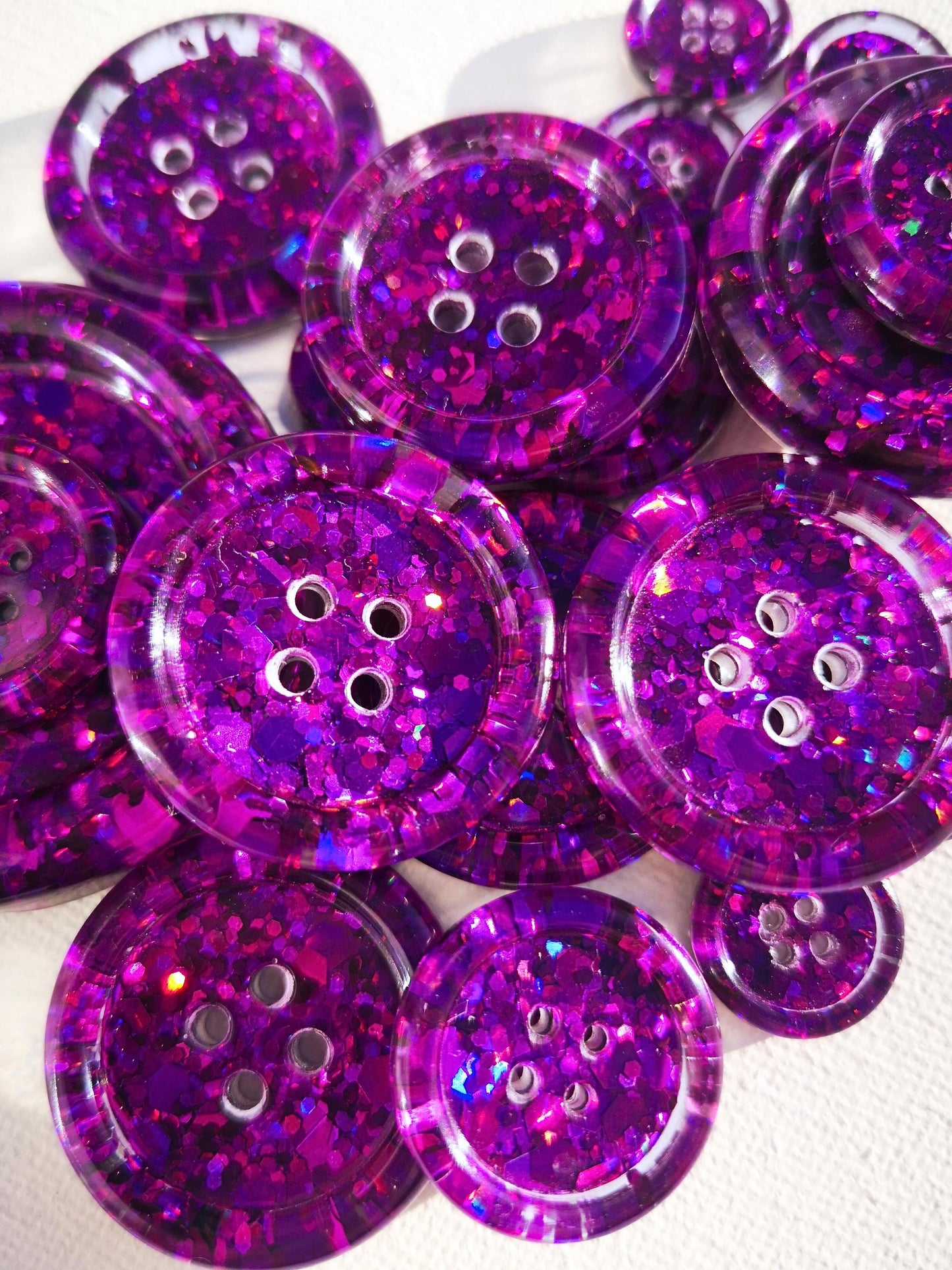 The Purple Reign – Dazzling Violet and Plum Purple Glitter Resin Buttons