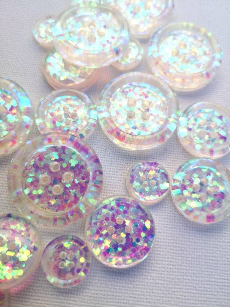 The Aurora Button – Dreamy Iridescent Glitter Resin Statement Button