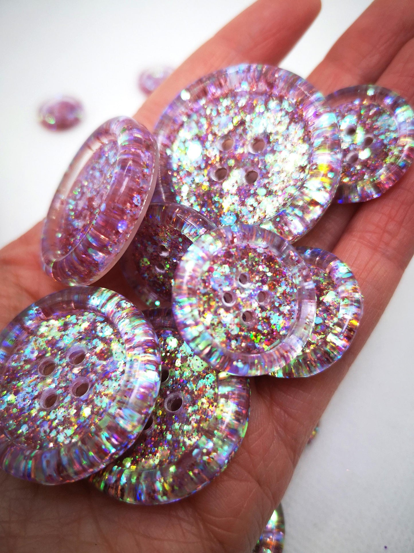Mauving Mountains Button – Dusty Mauve Rose Resin Button with Iridescent Sparkle