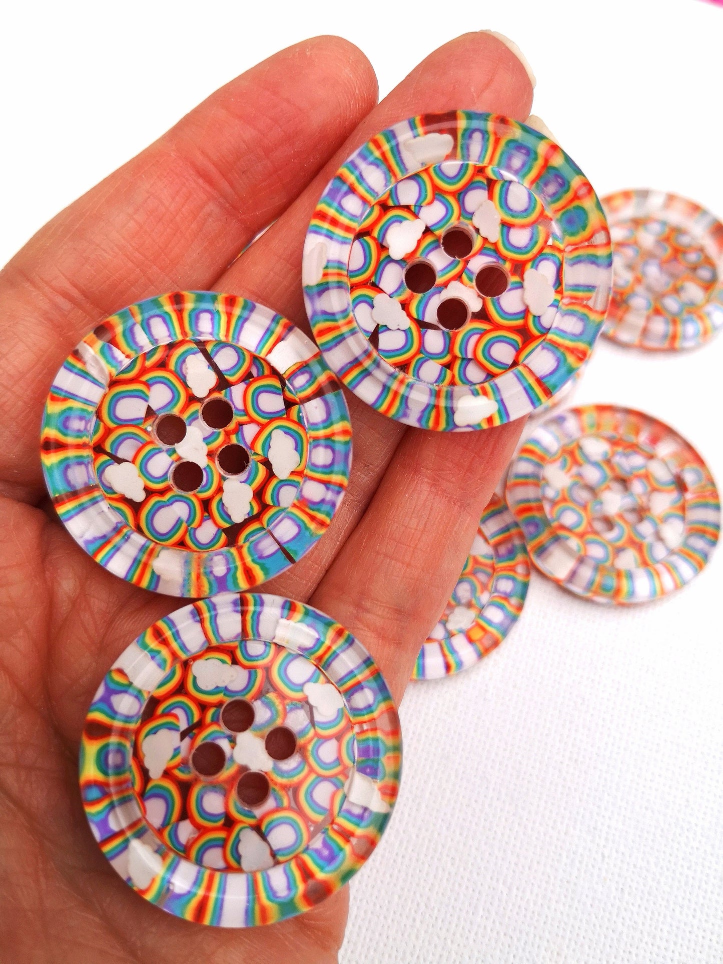 The Chasing Rainbows button - rainbow cloud multi coloured pride