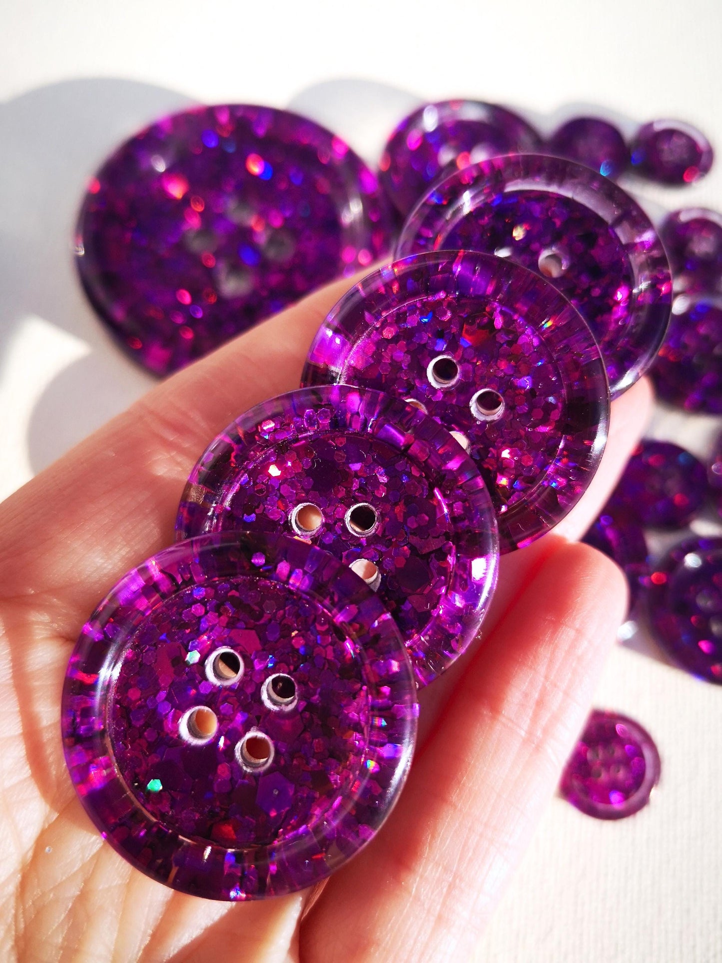 The Purple Reign – Dazzling Violet and Plum Purple Glitter Resin Buttons