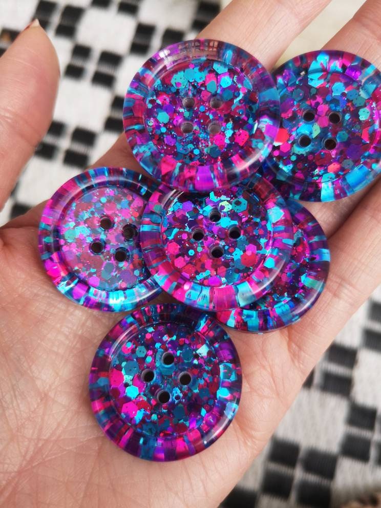 The Euphoria - holographic blue, fuchsia hot pink and purple. Unusual. 90's