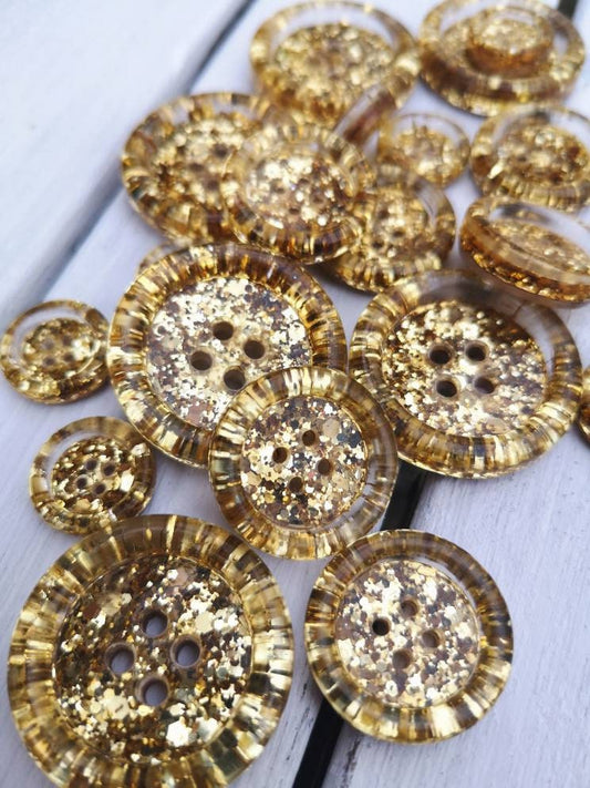 Champagne Gold Luxe Buttons – Sparkling Metallic Resin glitter buttons