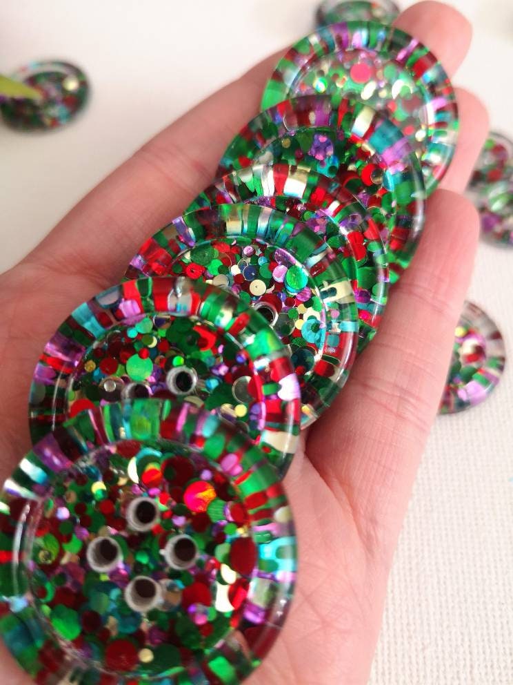 The The Nutcracker Button – Festive Resin Treasure in Red, Green, Gold, Turquoise and Grape Sparkle