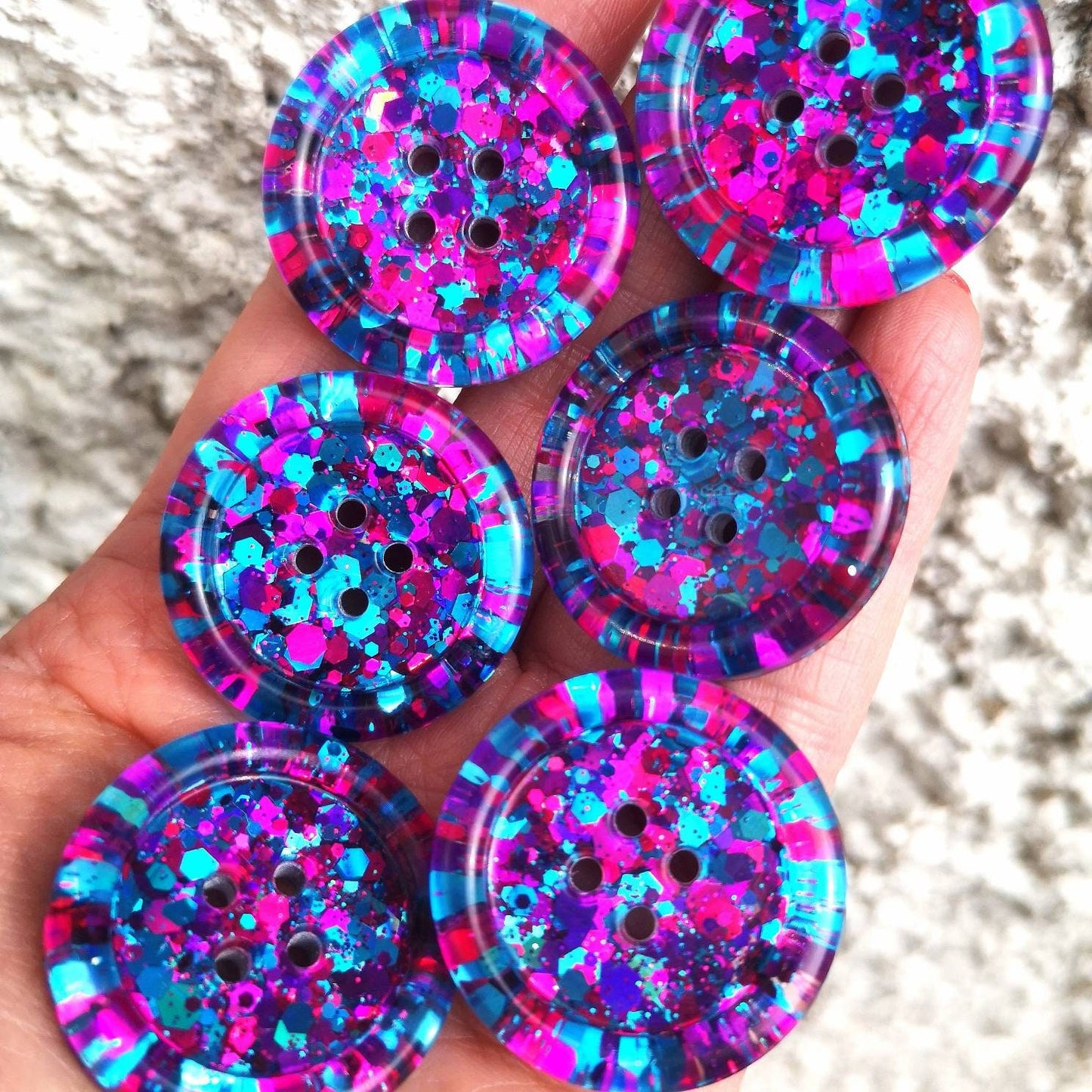 The Euphoria - holographic blue, fuchsia hot pink and purple. Unusual. 90's