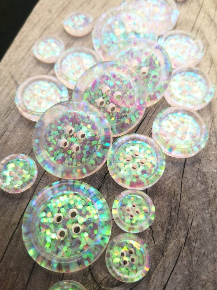 The Aurora Button – Dreamy Iridescent Glitter Resin Statement Button