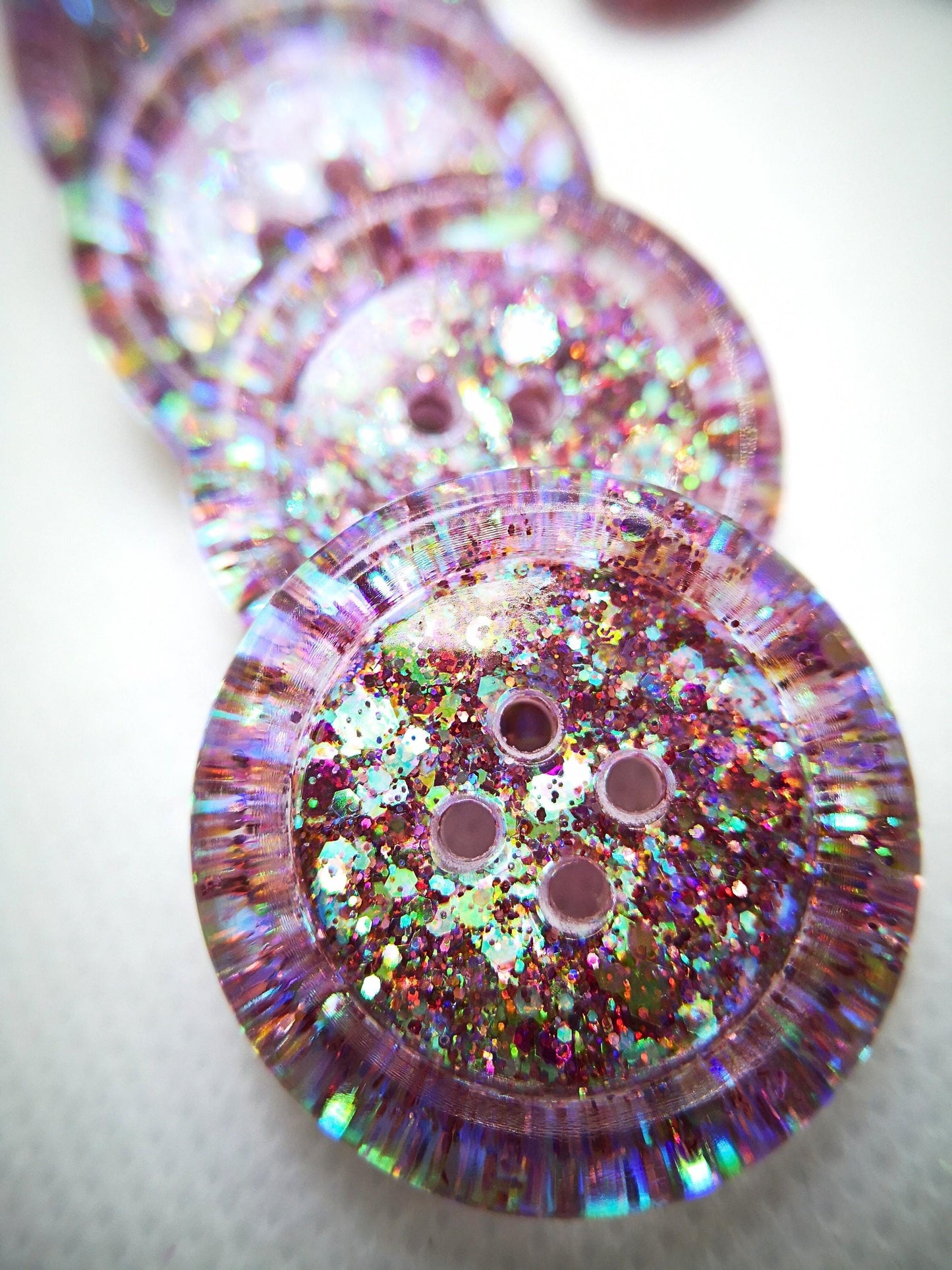 Mauving Mountains Button – Dusty Mauve Rose Resin Button with Iridescent Sparkle