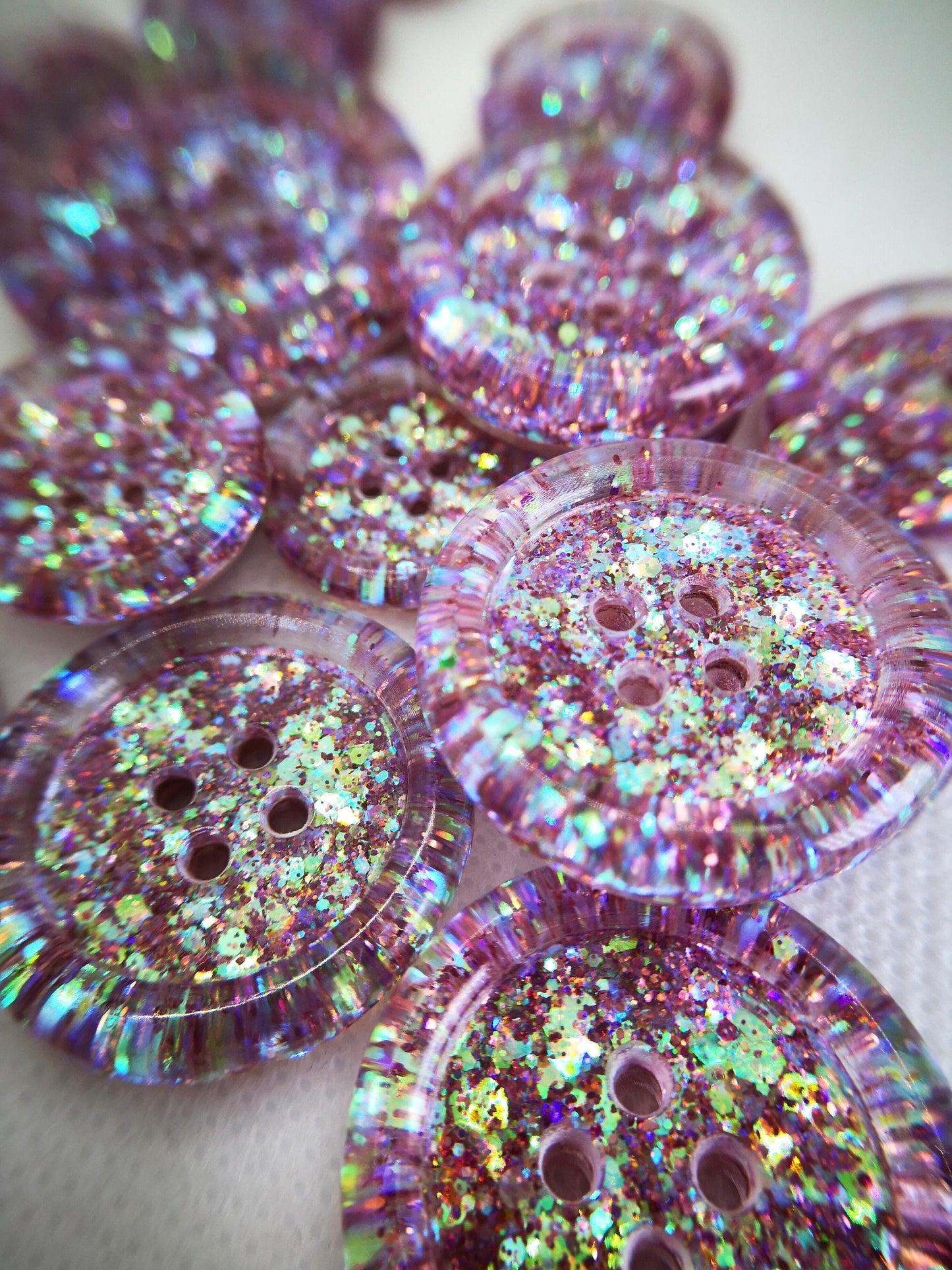 Mauving Mountains Button – Dusty Mauve Rose Resin Button with Iridescent Sparkle