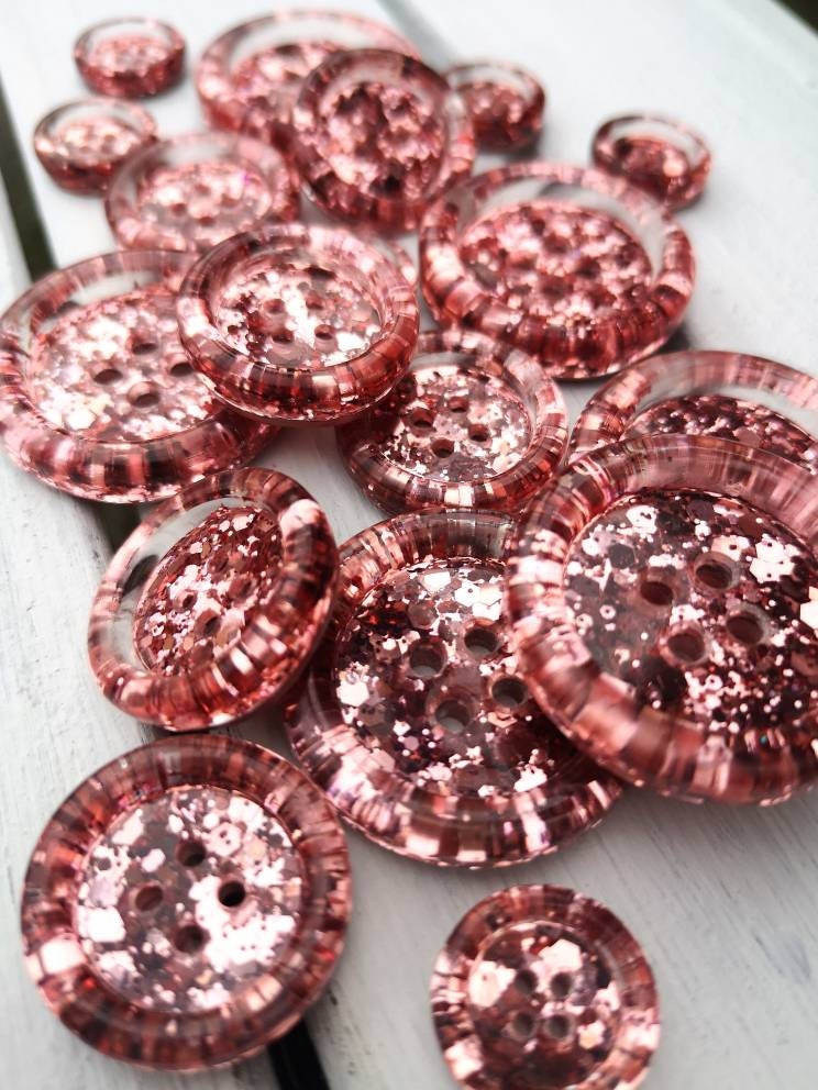 Rose Gold Luxe Buttons – Sparkling Metallic Resin glitter buttons