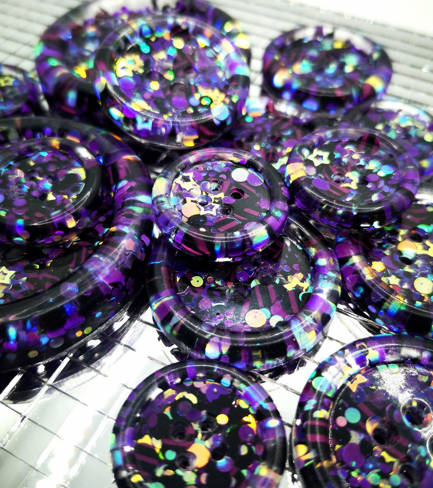 The Glamour Ghoul button - Purple - black - iridescent - goth emo witchy