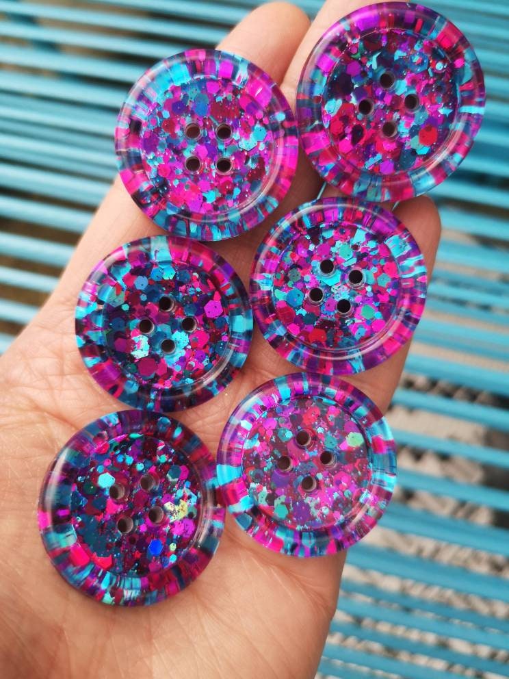 The Euphoria - holographic blue, fuchsia hot pink and purple. Unusual. 90's