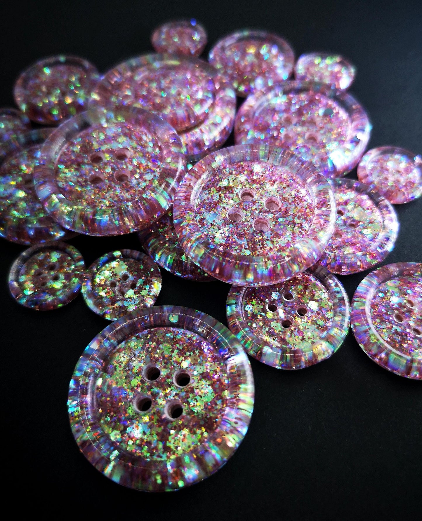 Mauving Mountains Button – Dusty Mauve Rose Resin Button with Iridescent Sparkle