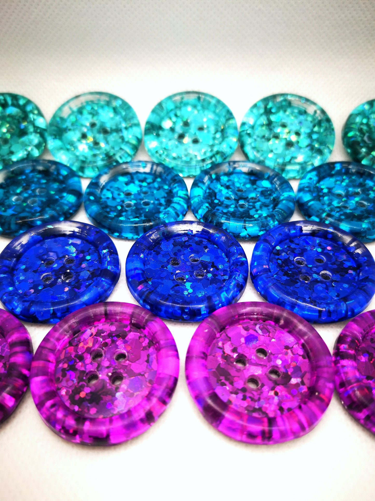 Coolberry Button Set – Sparkling Resin Buttons in Berry, Blue, Aqua and Spearmint